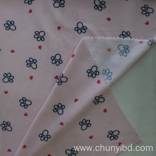 Lovely Design Stretchy Mixed Fabric Poly92% SP8% Printed Peach Single Jersey Fabric For Baby/Kids Sleepwear